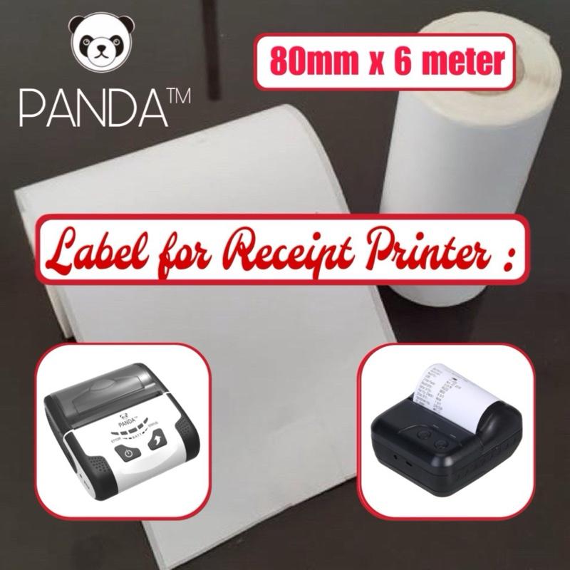 Label Sticker Thermal 80MM x 6M Printer Bluetooth Panda 80B-R80 10Roll untuk resi pengiriman