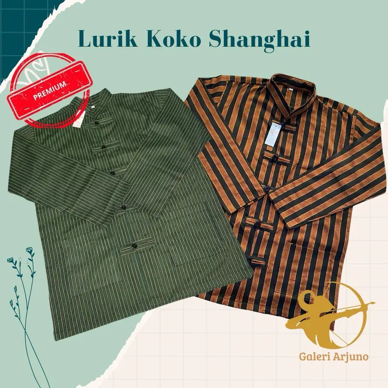 [Premium] Baju Lurik Koko Shanghai  // pakaian tradisional pria // Asli Lurik Halus // Asli Produk Galeri Arjuno // atasan tradisional // baju adat // lurik hijau kembang bayem // Baju Lurik Adat Pria // Baju muslim // Baju lebaran // Lurik termurah 0