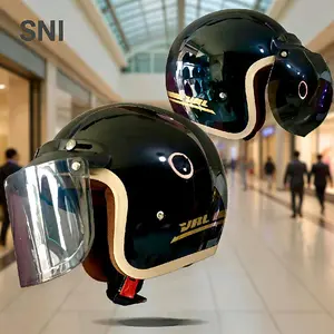 Helm  Bogo Klasik Dewasa Vitano List Krem Motorcycle