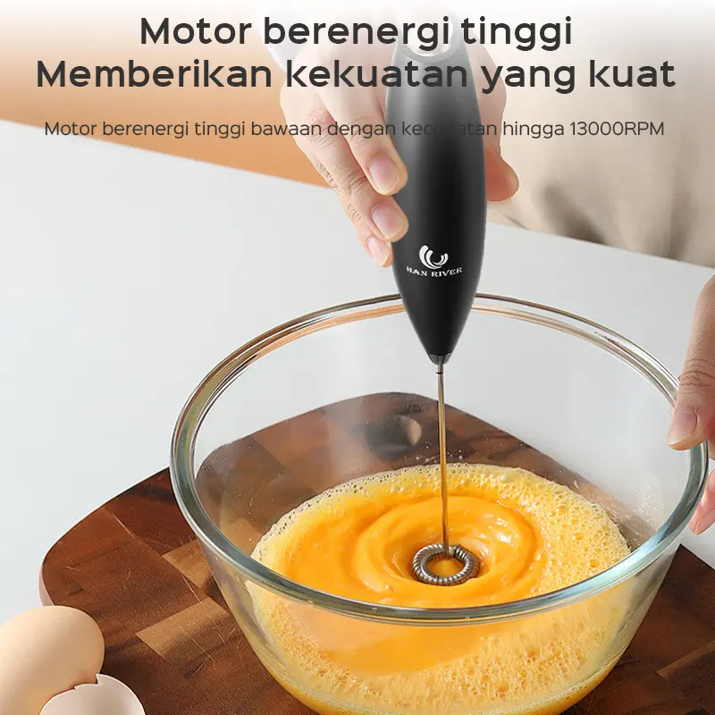 HAN RIVER MIXER Pengocok Susu Milk Frother -hitam/putih 6