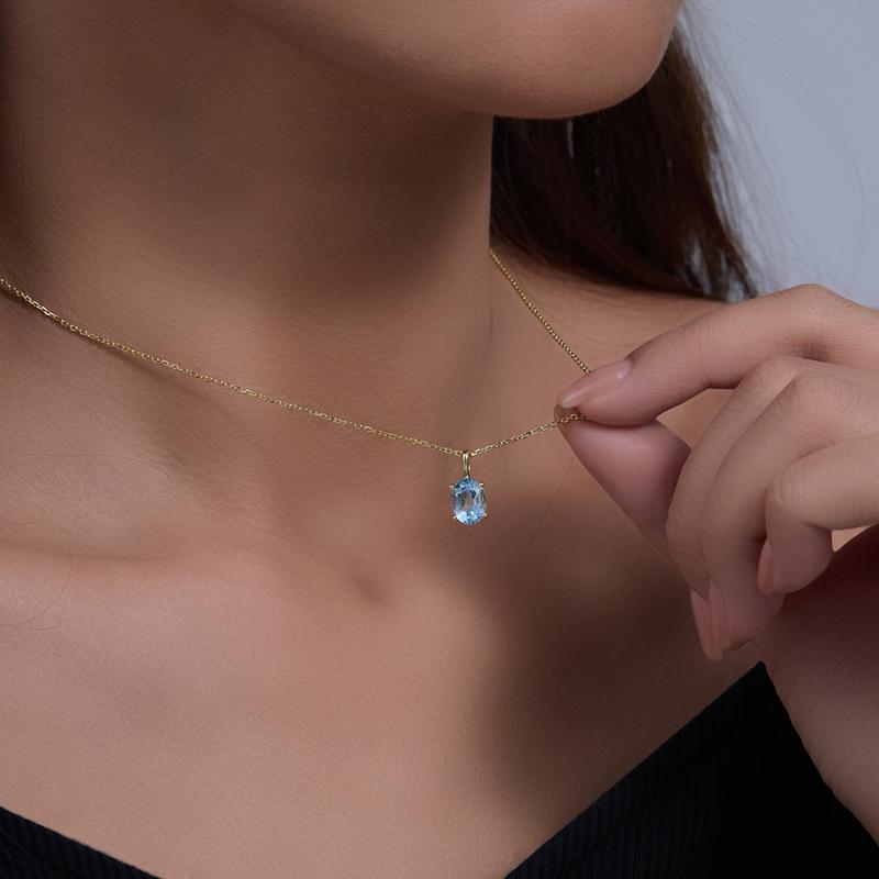 Product Introduction of [925 Silver]Necklace Summer Sweat & Tarnish Resistant Sapphire pendant Hypoallergenic Dainty Necklace for Women Fashionable and versatile jewelry 2