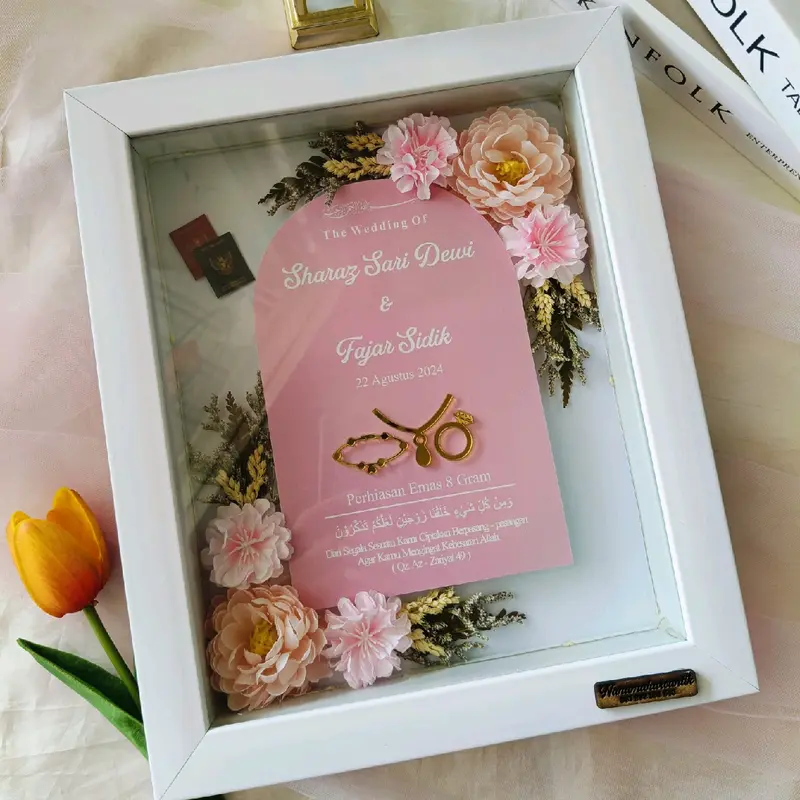 Bingkai Frame Mahar Pernikahan Simple Ukuran 20x25 dengan Pilihan Warna 0