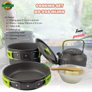 Set Masak DS308 | Alat Masak Camping 3-4 Orang - DS 311 - TC 311 - TC 300+Teko 1,1 Liter Cooking Set
