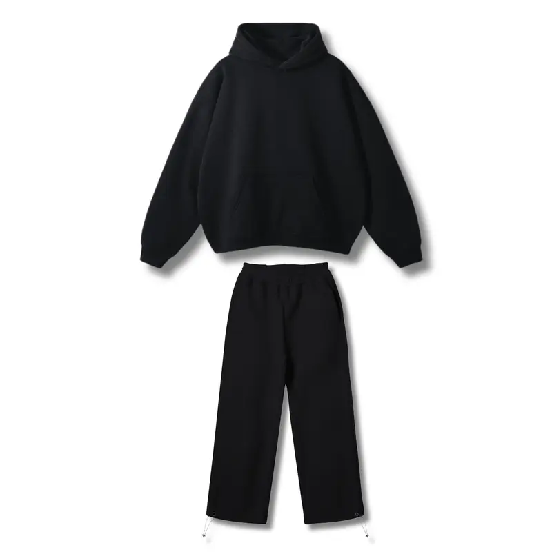 STREES One Set Boxy & Sweatpants Baggy Polos Setelan Berbahan Kain Fleece Lembut Adem Pria Wanita 0