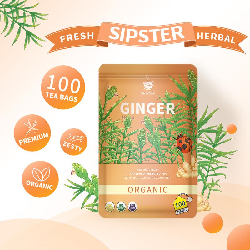 Sipster Ginger Tea Organic 100 Tea Bags Organic Herbal Tea From ...