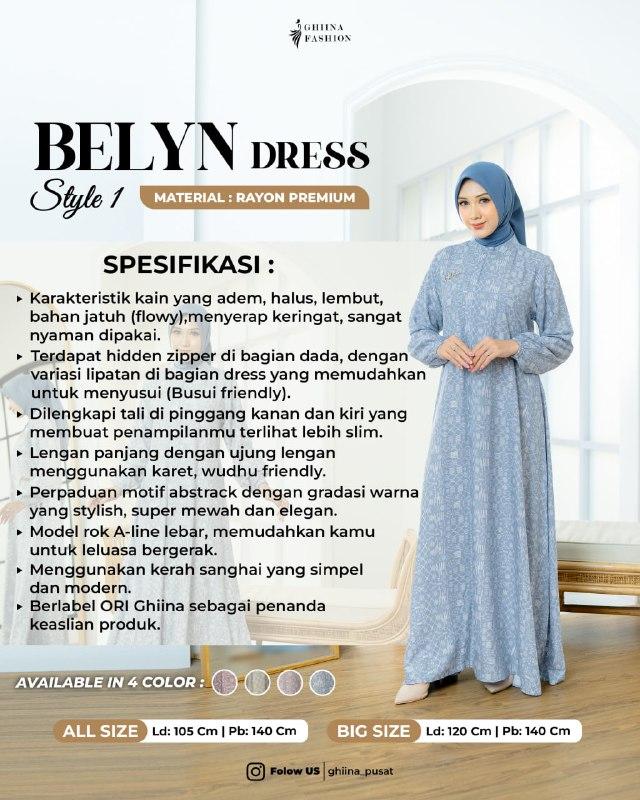 BELYN DRESS STYLE 1 GHIINA FASHION GAMIS RAYON MOTIF PREMIUM