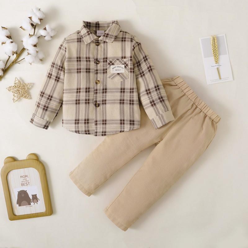 Product Introduction of Baby Brother And Sister Matching Outfits, Plaid Floral Sleeveless Dress And Small Jacket+Boys Plaid Shirt Top And Pants Set 2Pcs 47