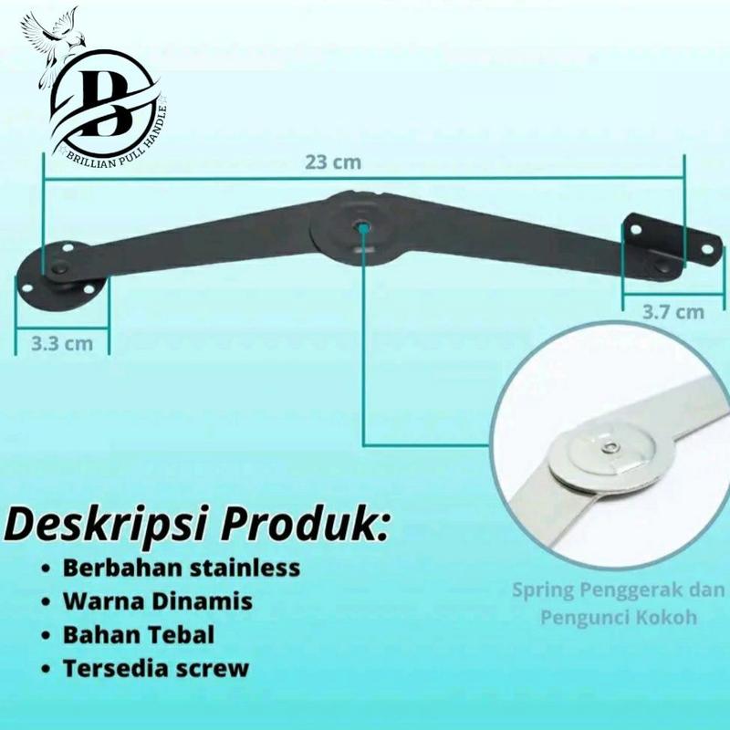 Engsel Salon Sikutan Lipat Jendela Premium Bahan Stainless Steel Tebal Ukuran 9 Inch - Warna Hitam Silver 3