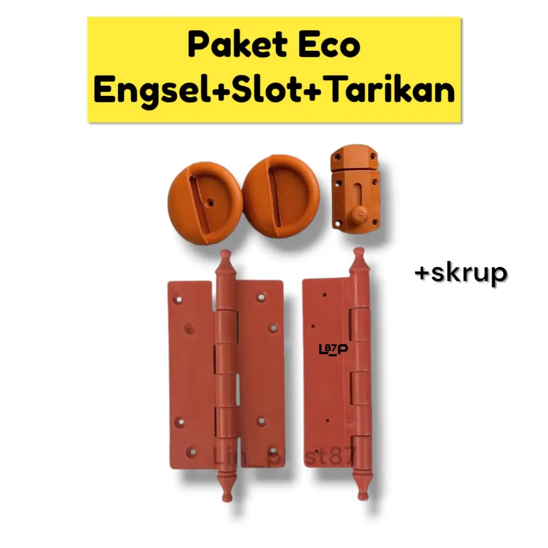 PAKET ENGSEL + SLOT + TARIKAN PVC PLASTIK PINTU KAMAR MANDI ECO MURAH