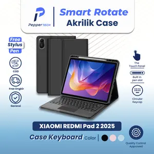 Case Keyboard For Redmi Pad 2 11" 2025 WiFi 4G LTE KHUSUS Redmi Pad 2 Smart Casing Bluetooth Wireless Flipcover Stand Berdiri Bookcover Softcase Tablet