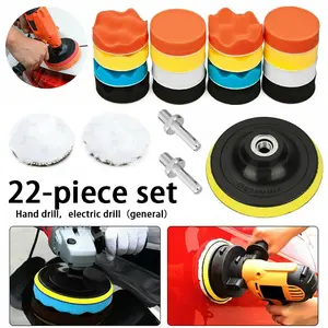 Busa Pad Buff kit 7PCS Backing Pad dan Drill Adapter Poles untuk Mobil 7 buffing 3inch spons kompon/alat poles mobil/pad poles/pad poles 5 inch