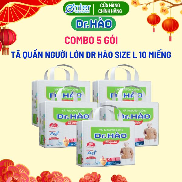 Tã quần người lớn Dr.Hào size L 10 miếng combo 5 gói bỉm quần cho người già bỉm cho người bệnh tả quần người lớn siêu thấm khô thoáng kháng khuẩn chống hăm khử mùi