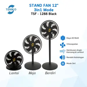Temiko Kipas Angin Stand Fan 3in1 12 Inch TSF-1288 Black