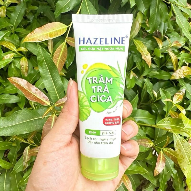 Hazeline Gel Rửa Mặt Ngừa Mụn Trầm Trà Cica BHA pH-5.5 Sạch Sâu Ngừa Mụn Dưỡng Da Nhẹ