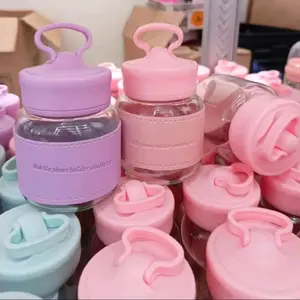 B (B176) BOTOL MINUM KACA MINI WARNA / CUBBY CUP PHONE HOLDER 300 ML