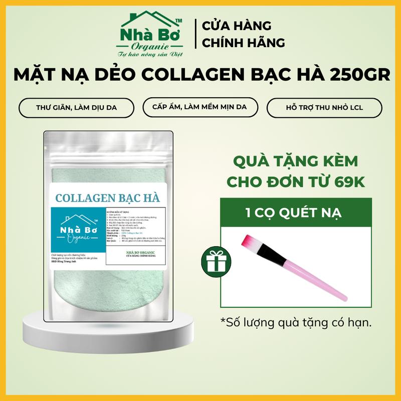Bột Collagen Bạc Hà 250Gr | Nhà Bơ Organic - Mặt Nạ Dẻo, Dưỡng Da, Cấp Ẩm