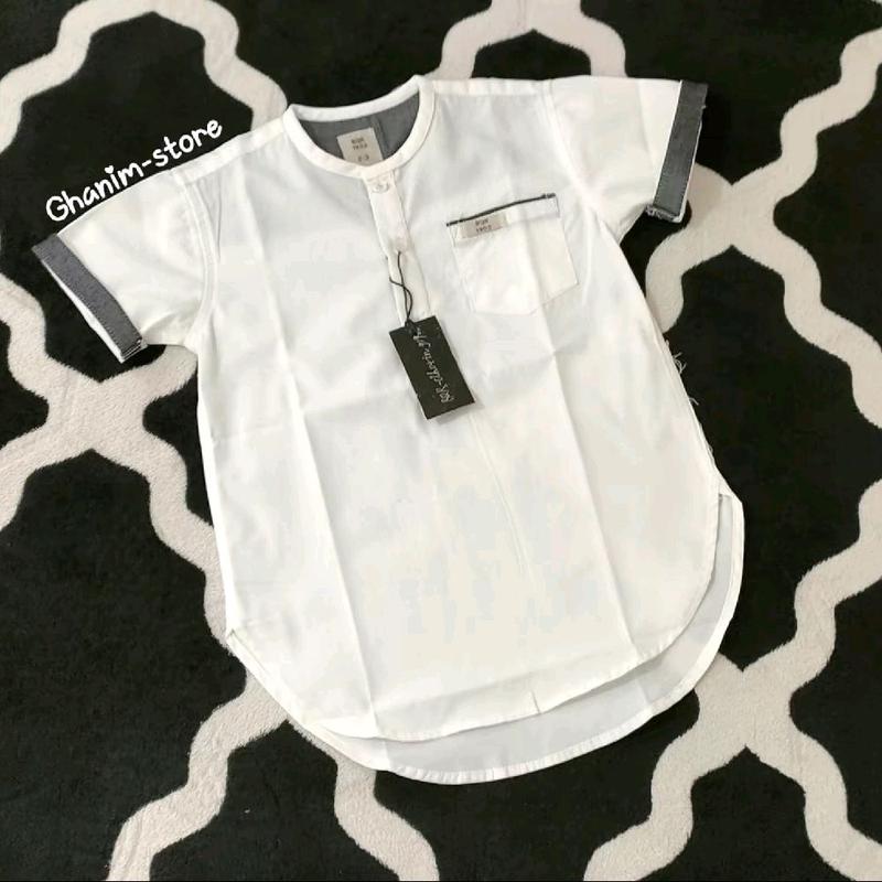 COD!! KOKO KURTA PAKISTAN ANAK LENGAN PENDEK POLOS Muslim Putih Katun 4