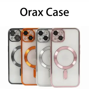 [OraX] CASE Sesuai untuk iPhone 11 13 12 Pro 14 15 Pro MAX XR XS MAX 7Plus 8Plus SE 7 8 Plus iPhone Electroplating Magnetic Case Silikon Tahan Benturan Ponsel Telepon compatible for iphone 12/13/14/15