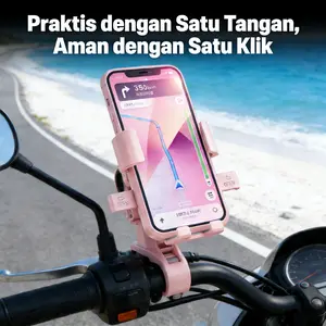 Holder Ponsel Karet Anti-Slip Tahan Air untuk Sepeda Motor Otomatis & Manual Garansi Resmi Aman Terpercaya dengan 360 Derajat Rotasi dan Bahan Karet Anti-Slip Praktis dengan Satu Tangan Aman dengan Satu Klik Motorcycle mobil Dudukan