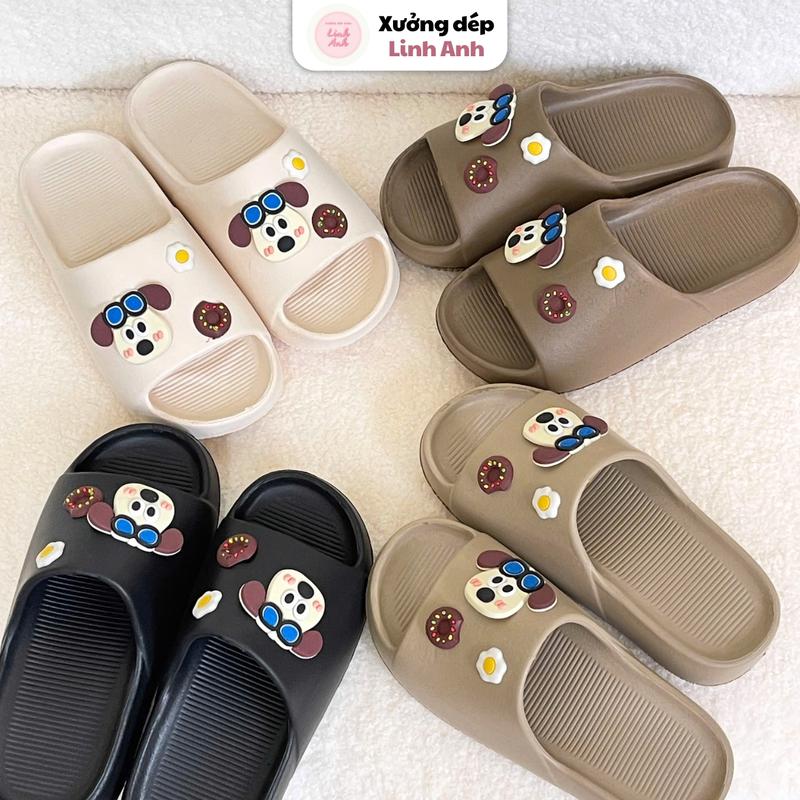    DEAL MỞ BÁN  LA076 - TĂNG 1 SIZE Dép lê bánh mì kèm sticker đế cao 3,5cm dép lê nam nữ unisex chất liệu cao su EVA mềm đi êm chống trơn trượt 