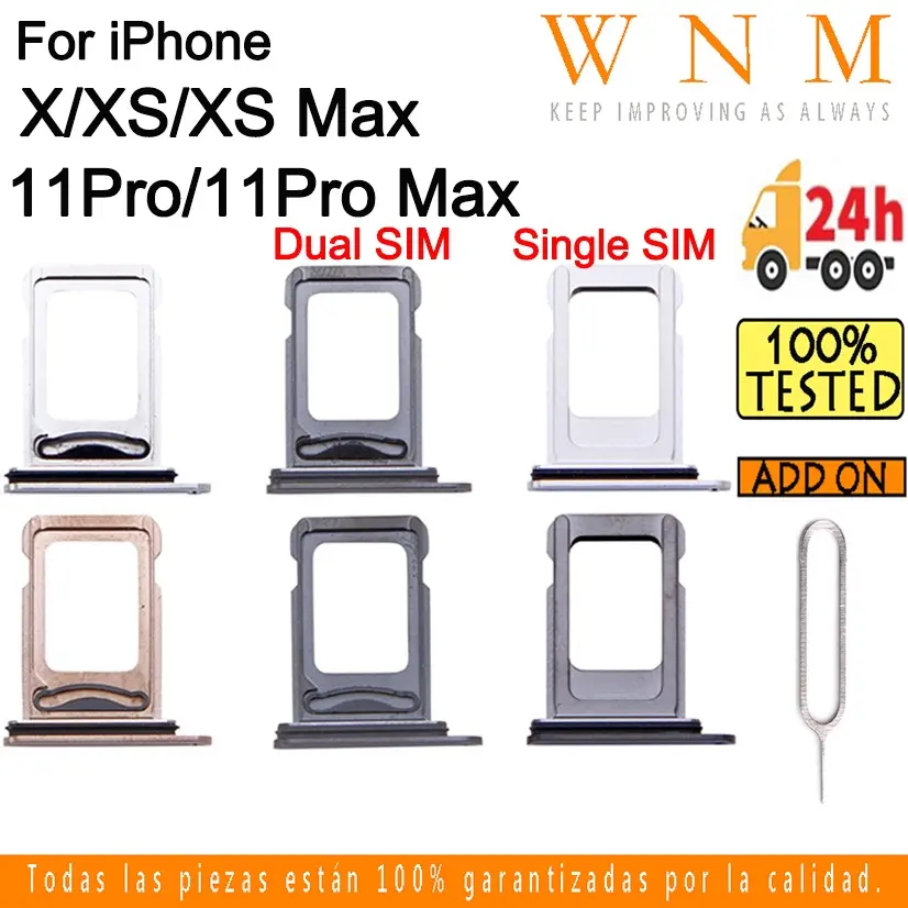 Dual / Single SIM card tray For iphone X XS Max 11Pro 11 Pro Max Sim Card Tray Slot Holder Card Holder Reader SD Slot Adapter Replacement Part
