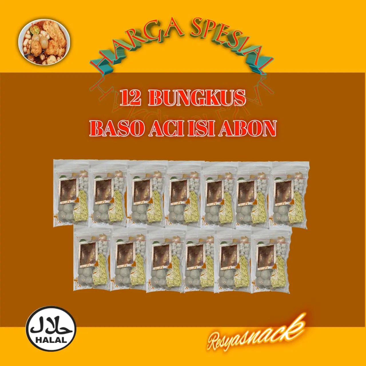 12 Bungkus Baso Aci Isi Abon Bonus 1 Pcs | Resyasneck