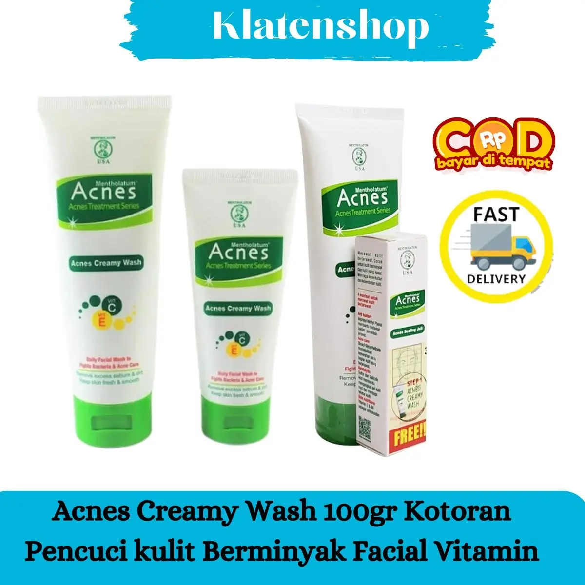 Acnes Creamy Wash 100gr Kotoran Pencuci kulit Berminyak Facial Vitamin