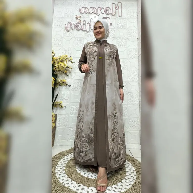 MONAA Dress Cringkle Mix Ceruty TERBARU || Gamis Wanita Muslimah Kekinian 2025 3