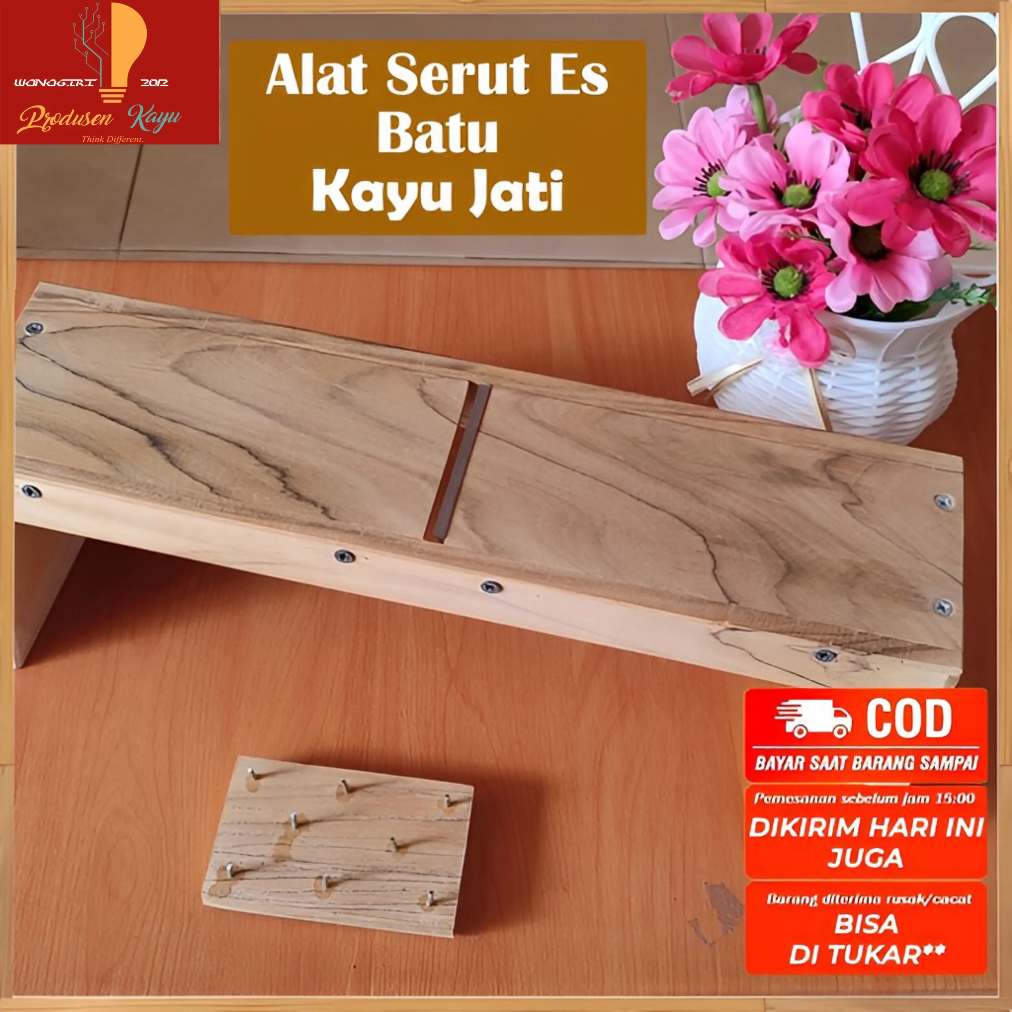 ALAT SERUT ES MANUAL KAYU JATI ASLI