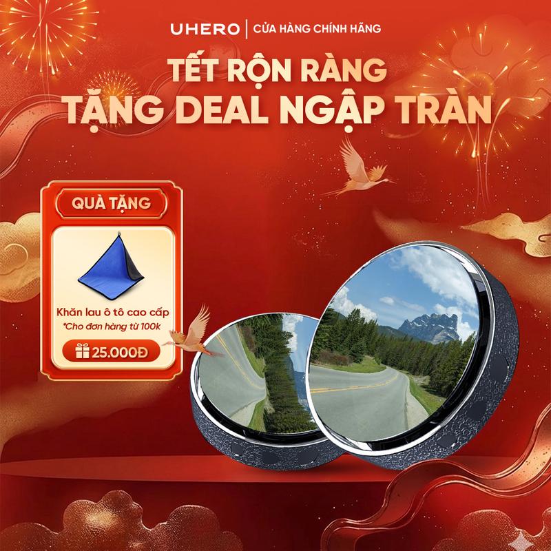 TẶNG KHĂN UHERO Cặp Gương Cầu Lồi Góc Rộng GCL03 Gắn Kính Hậu Ô Tô Xoay 360 Xóa Điểm Mù Cho Xe Hơi Sử Dụng Đế Hút Không Để Lại Vết Keo Khó Tẩy GCL03
