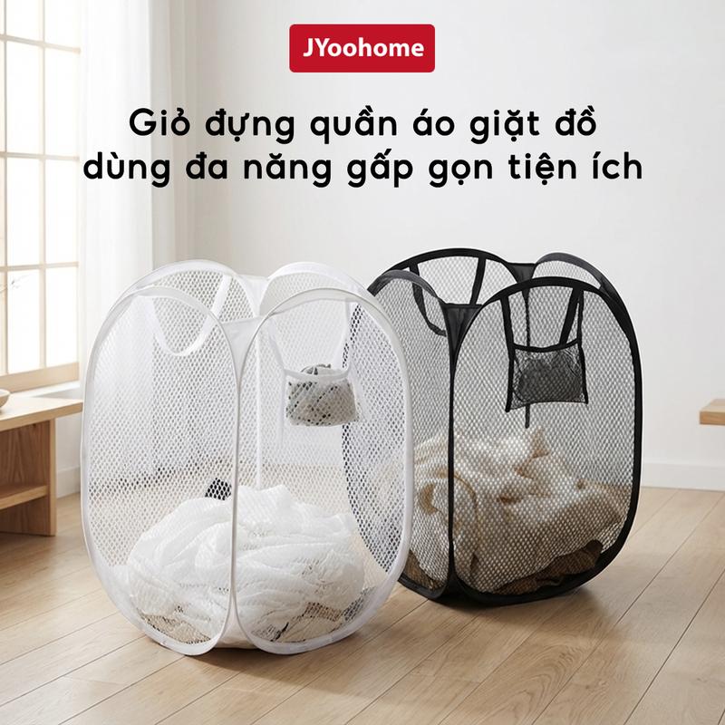 Sọt Lưới Đựng Quần Áo Cỡ Lớn JYoohome Giỏ Đựng Đồ Giặt, Đồ Đùng Tiện Ích Gấp Gọn Đa Năng Khung Thép
