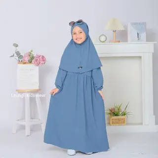 GAMIS ANAK MUSLIM PEREMPUAN SET HIJAB AISYAH CRINGKLE BAHAN ADEM 0