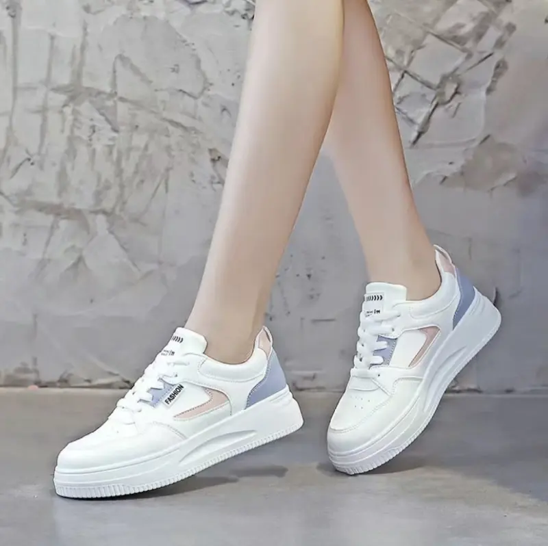 Giày Bệt Nữ Màu Trắng, Thời Trang Hàn Quốc, Giày Thể Thao Cao Su Thường Ngày Cho Nữ Sneaker Shoes 4