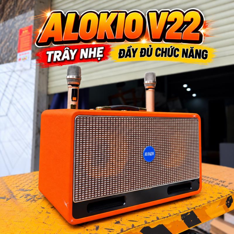 Loa Kéo Karaoke ALOKIO V22 - 800W - 2 Bass 20 - Bluetooth - Tặng 2 Micro UHF