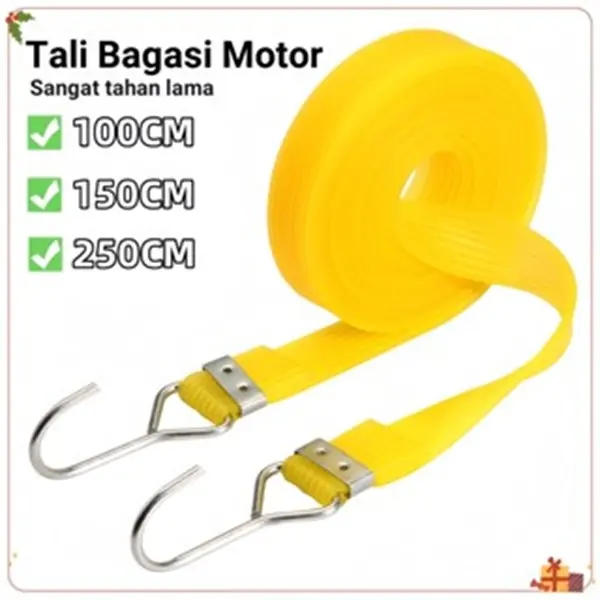 【100cm/250cm】Tali bagasi motor/ Tali motor barang /Tali Ikat bagasi/Tali pengikat barang di motor/Tali karet pengikat barang /Tali keranjang sepeda / Karet pengikat barang multifungsi / Bike laguagge strap bungee cord with hook /tali karet pengikat barang
