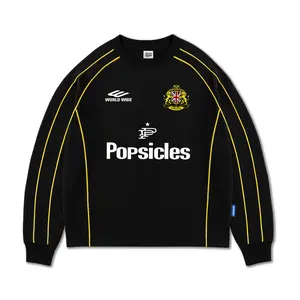 Popsicles Longsleeve Boxy Lengan Panjang England Bloodline Black - Yellow - Kaos Boxy Crop Longsleeve