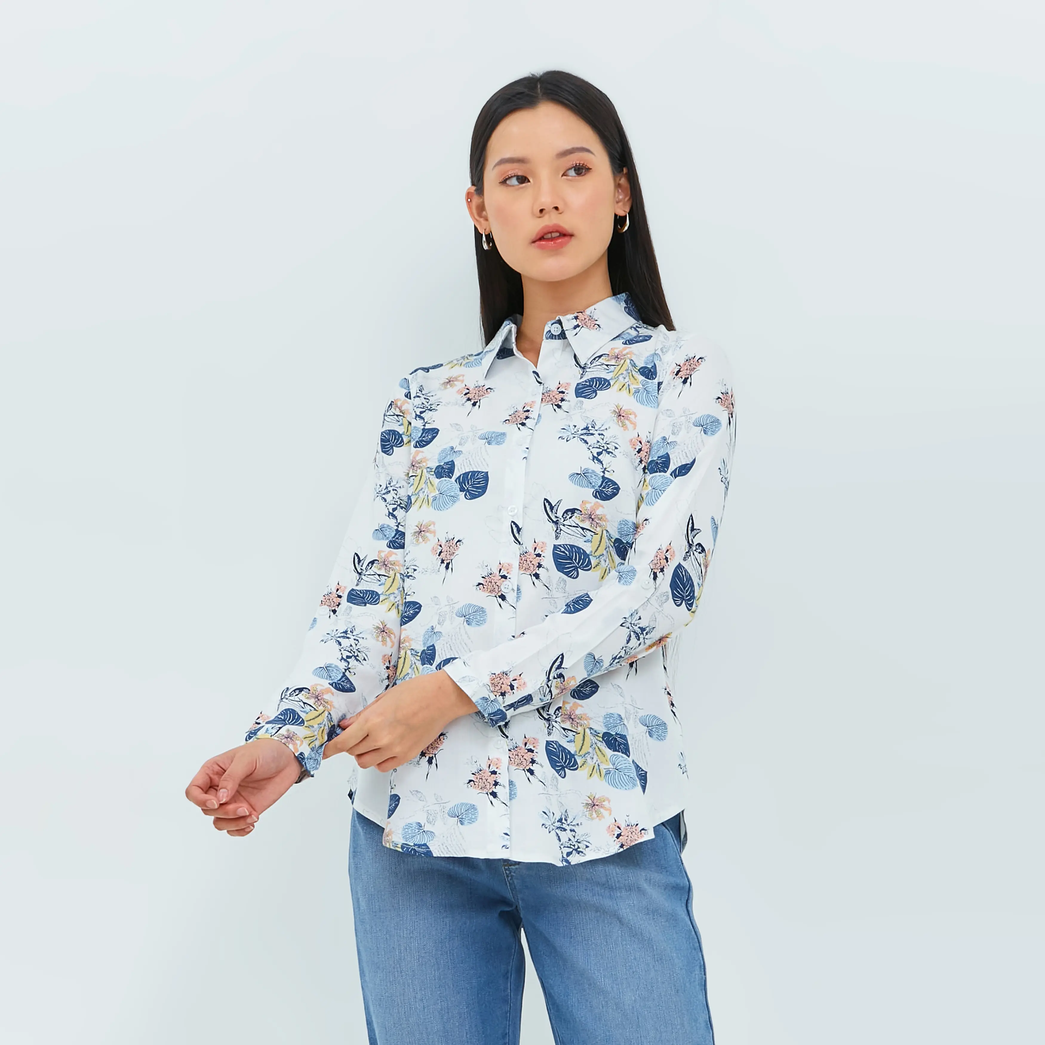 Geela Official - Geraldine Blue Shirt (G.11622) - Kemeja Wanita