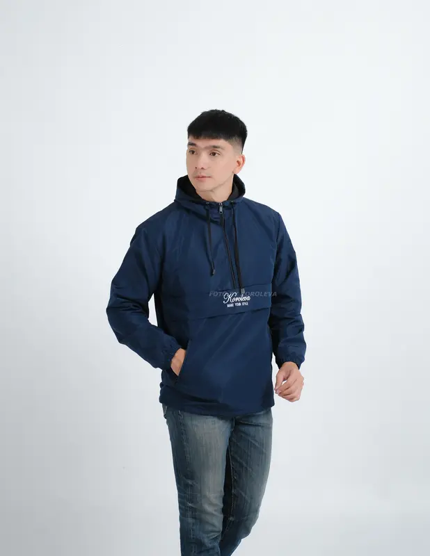 Jaket pria distro Bandung hoodie dua sisi bolak balik keren grosir pakaian keren jaket cowok jaket parasut jaket parasut pria jaket parka jaket pria distro Nyaman parasut cougle Bordir Waterproof Casual Fleece Sweater Tebal Hitam Jumper Navy jersey set 1
