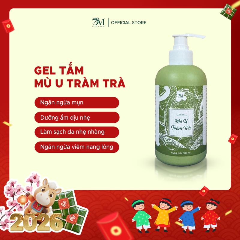  Gel Tắm Mù U Tràm Trà OM Vegan Medi 300ml - Hỗ trợ giảm mụn lưng viêm lỗ chân lông - Hàng Việt Nam Chất Lượng Cao 