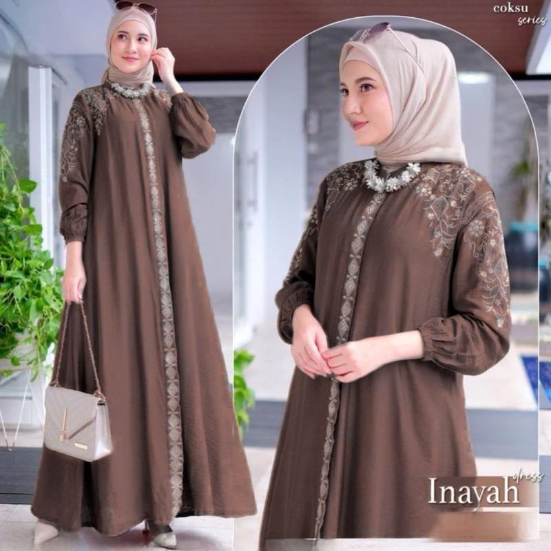 Inayah dress bahan crinkle airflow premium outfit lebaran terbaru 6