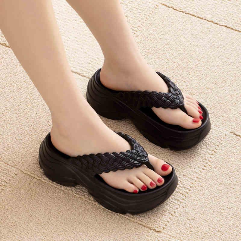 Sandal Jepit Wanita Kekinian Anti Slip Empuk Sendal Japit Cewek Rumah Nyaman Terbaru Black Pink Putih Round Toe Open ToeToe Thong Square Toe Pointed Toe Tanpa Hak (Karet ) 9