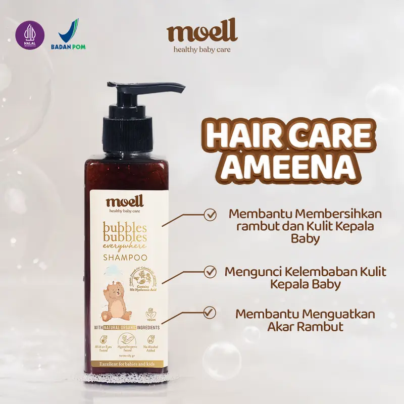 Moell Paket Special Bundling 4 in 1 - Body Wash - Shampoo - Hair Lotion - Balm / Natural Organic 4