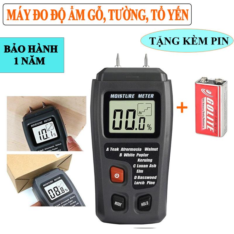 Máy đo độ ẩm gỗ, tổ yến, tường để sơn nhà TẶNG KÈM PIN - Máy kiểm tra độ ẩm