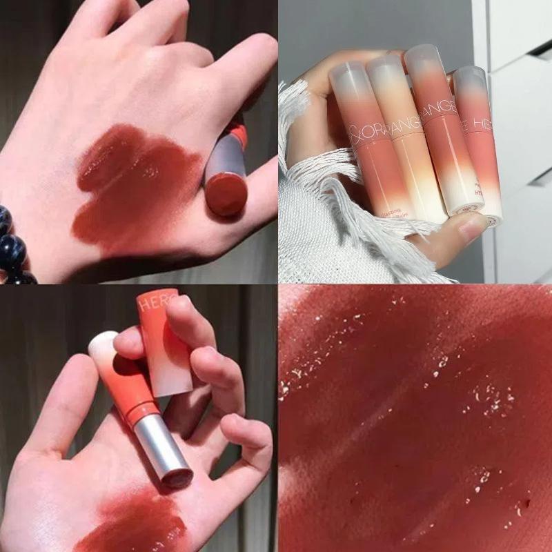  Son Dưỡng Môi Dạng Thạch Ống Tròn Herorange Son Môi Dạng Bóng Nước Màu Đào Tráng Gương Dưỡng Ẩm 