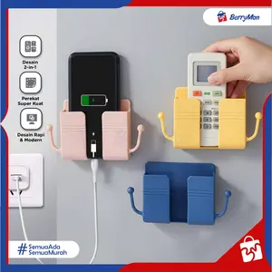 Holder Charger HP Remote TV AC Tempel Dinding Dengan Pengait