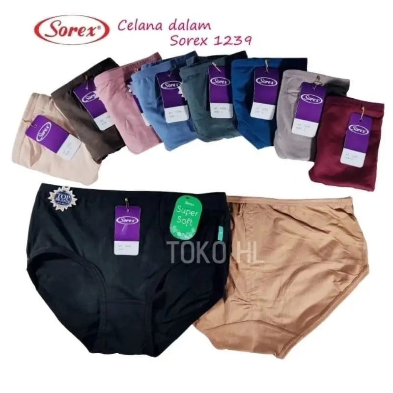 Isi (3, 6, 12pcs) CD Sorex 1239 Celana Dalam Wanita Super Soft Lembut Cutting Midi 0