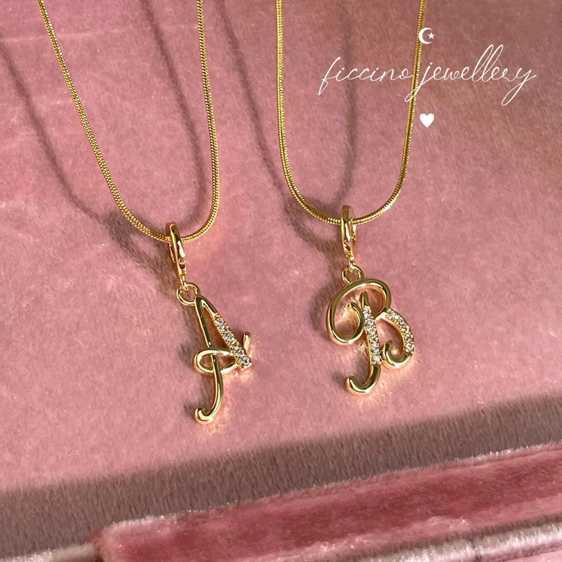 FICCINO Initial Necklace Titanium Steel Handwriting Pendant Name Necklaces Customised Trendy Fashion Accessories with Box 787n