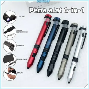 6-in-1Alat Peraga Luar Ruangan Yang Berguna Fungsi Dalam Satu Alat Multifungsi Pulpen Alat Tulis Universal Untuk Luar Ruangan Bisa Menulis Teks Bisa Digunakan Sebagai Senter Obeng Kompas Dudukan Ponsel Bisa Digunakan Sebagai Stylus Ponsel