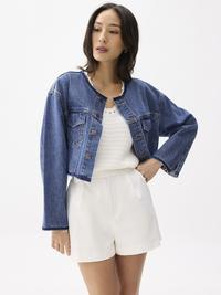 Gambar Love, Bonito - Jaket Wanita - Cropped Fray Denim Jacket - Medium Denim Washed, L dari Love, Bonito ID Kab. Bekasi 3 Tokopedia