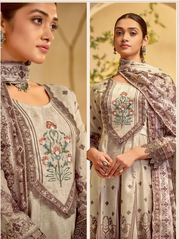 [ Ready SG Stock ] Pastel Shades Mal Cotton Anarkali Punjabi Suit with Full Inner- Indian Dresses